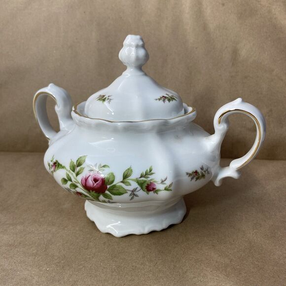 Johann Haviland Traditions Fine Porcelain China Sugar Bowl With Lid Moss Rose - Picture 2 of 7